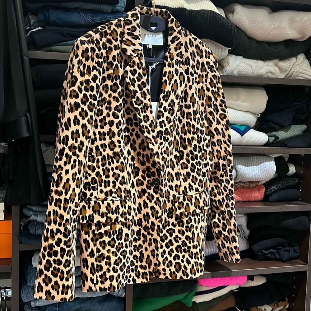 NWT leopard print velvet Frame blazer